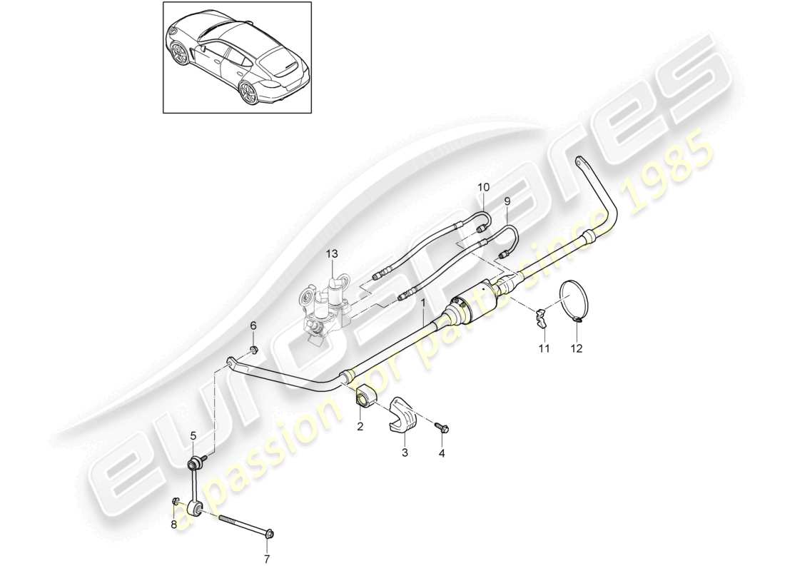 porsche 2010 (cayenne e1 9pa) stabilisatorschlauch teilediagramm