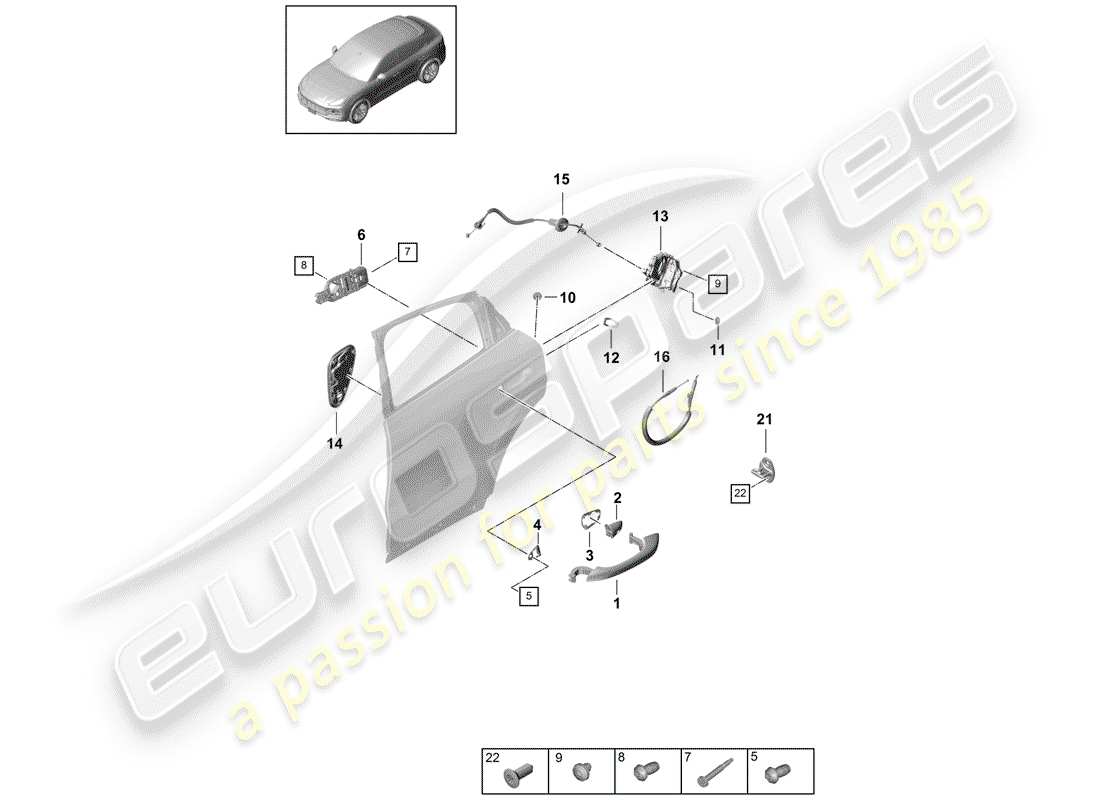 porsche 2019 (cayenne e3 9ya/9yb) türgriff, aussen teilediagramm