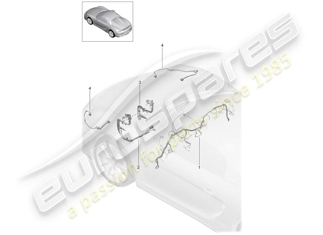 porsche 2016 (981 boxster spyder) kabelbäume ersatzteildiagramm