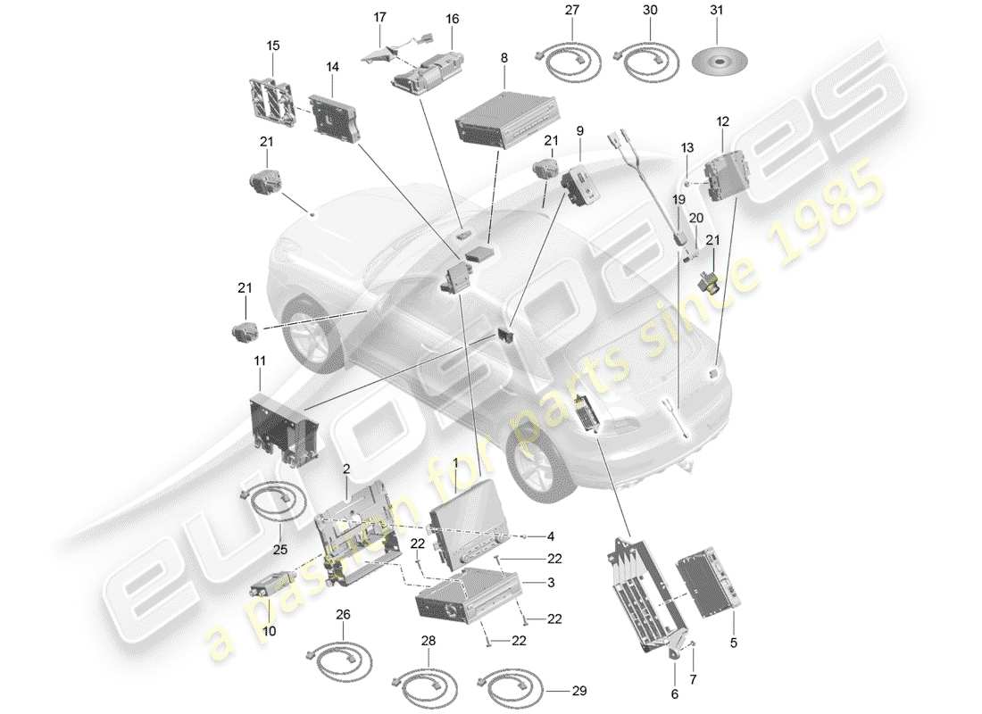 porsche 2017 (macan) display-ersatzteildiagramm