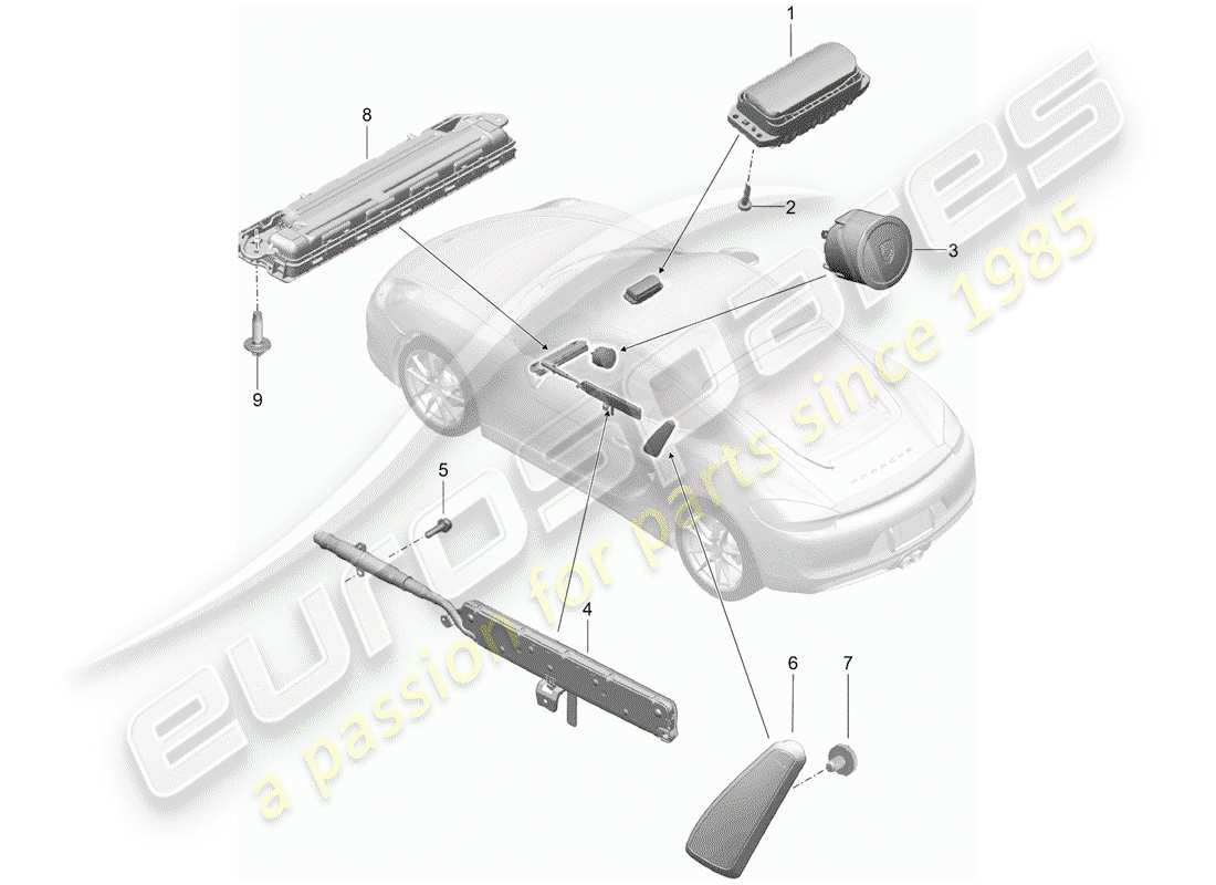porsche 2014 (981 cayman) airbag-teilediagramm