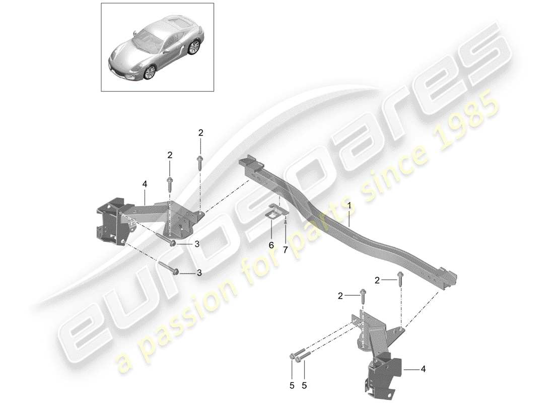 porsche 2014 (981 cayman) quertraeger ersatzteildiagramm