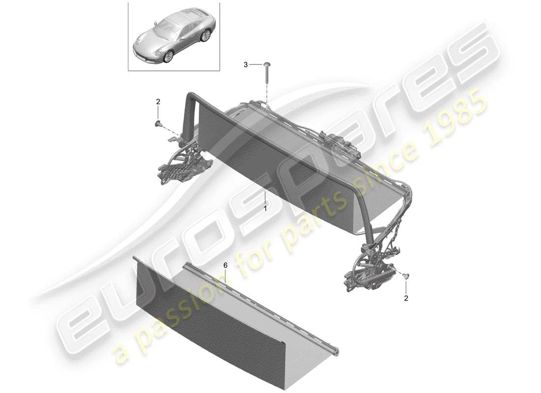 porsche 2019 (992-1) windschutzscheibe teilediagramm