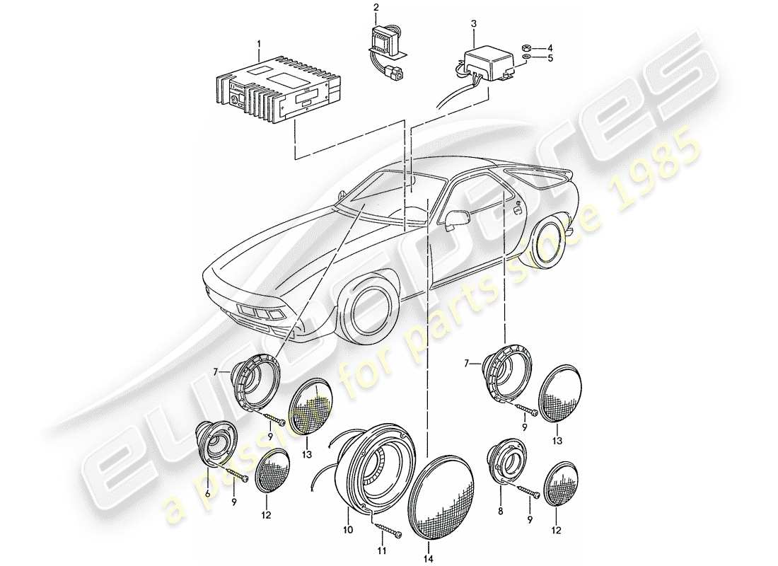 porsche 1987 (928) soundsystem - mit: - verstärker - d - mj 1989>> ersatzteildiagramm