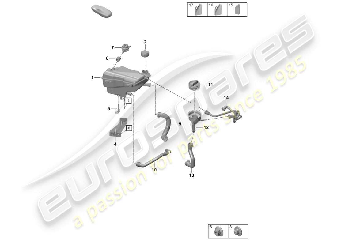 porsche 2020 (718 cayman) kühlmittel-ausgleichsbehälter teilediagramm