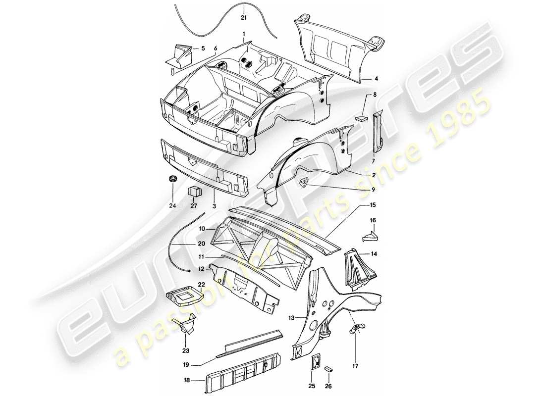 porsche 1974 (914) innenblech teilediagramm