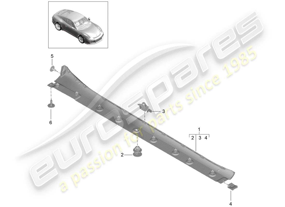 porsche 2018 (991-2 r/gt3/rs) seitenträgerverkleidung teilediagramm