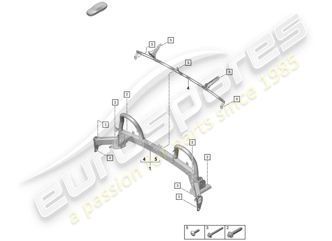 porsche 2020 (718 boxster spyder) roll bar-ersatzteildiagramm