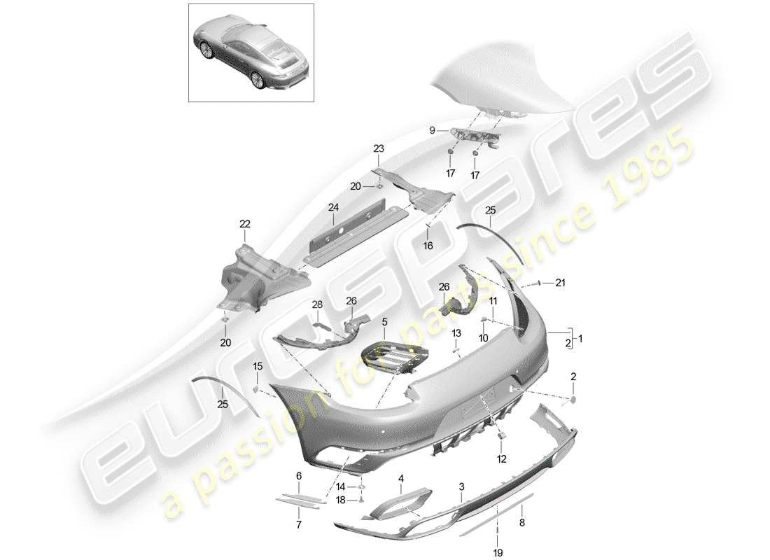 porsche 2016 (991-1 turbo) stoßstange ersatzteildiagramm
