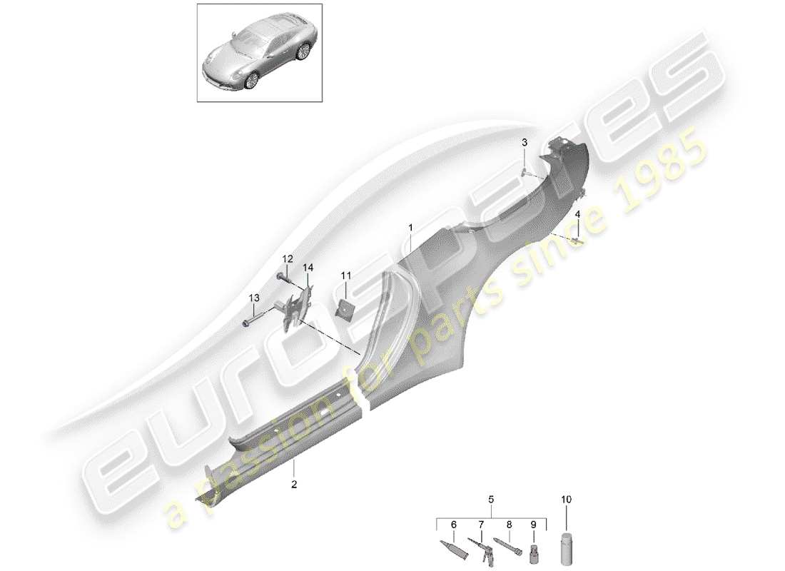 porsche 2019 (991-2) seitenwand teilediagramm