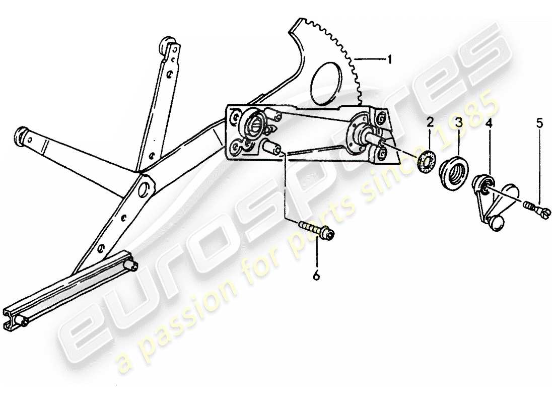 porsche 1990 (964) fensterheber - manuell ersatzteildiagramm