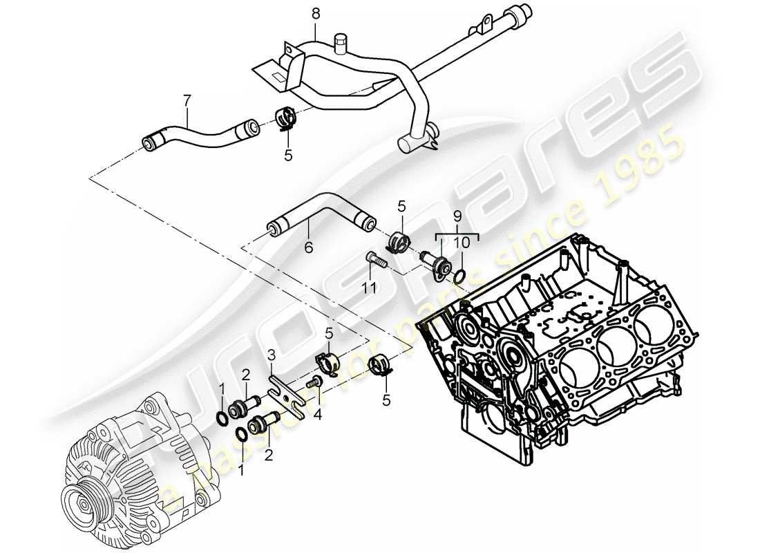 porsche 2008 (cayenne e1 9pa) wasserkühlung 2 ersatzteildiagramm