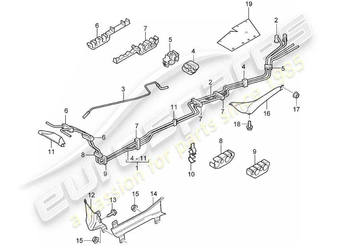 porsche 2008 (cayenne e1 9pa) kraftstoffsystem teilediagramm