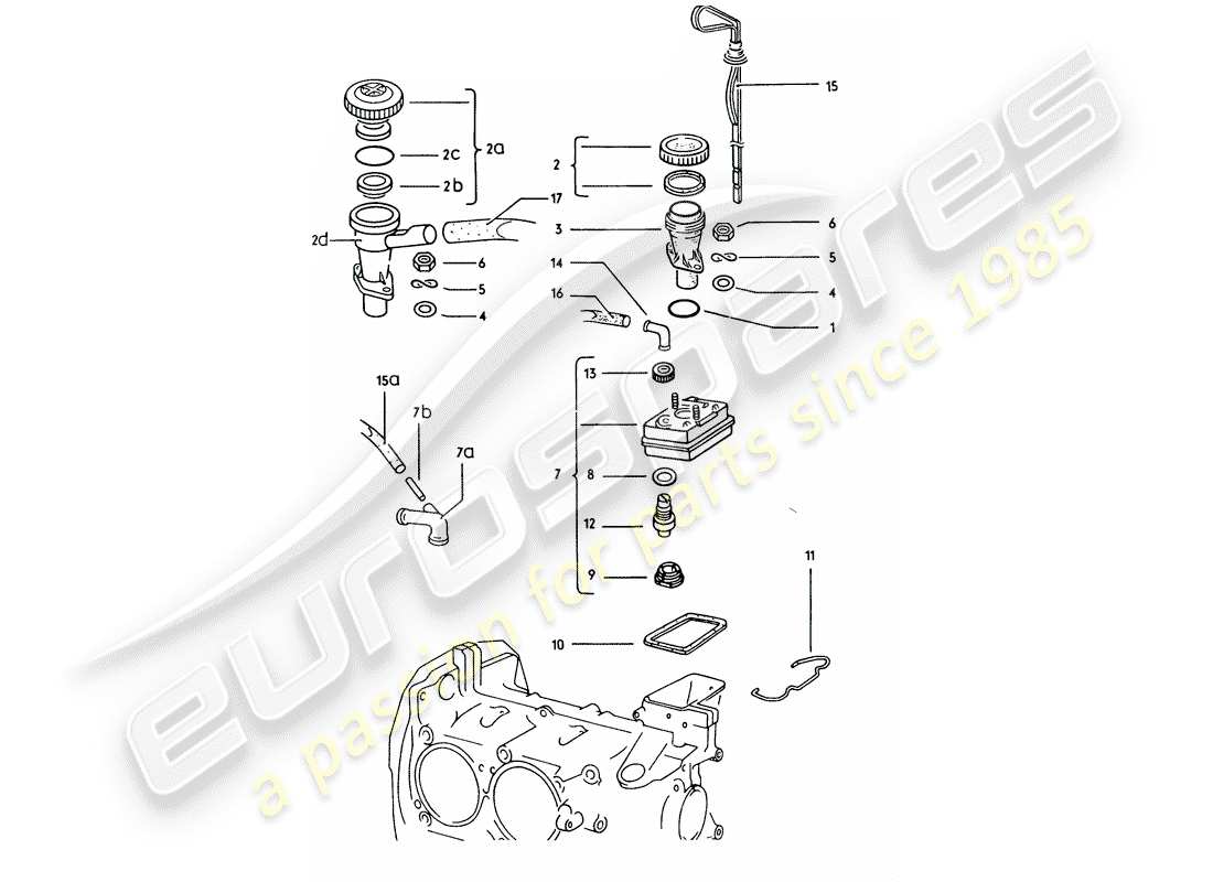 porsche 1976 (914) motorschmierung - einfüllstutzen - entlüften ersatzteildiagramm