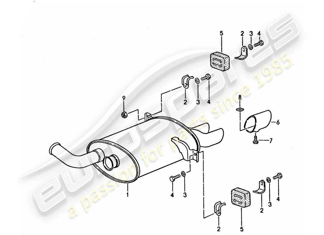 porsche 1992 (928) auspuffanlage - schalldämpfer - auspuff teilediagramm