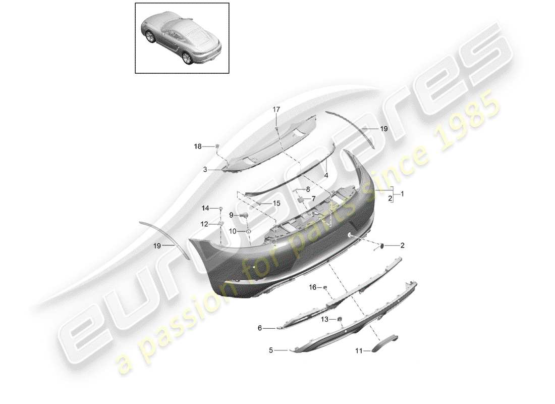 porsche 2020 (718 cayman) stoßstange ersatzteildiagramm