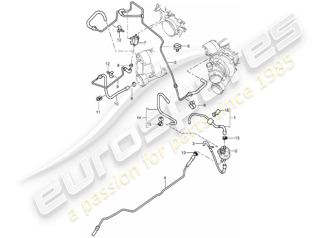 porsche 2003 (cayenne e1 9pa) abgasturbolader teilediagramm