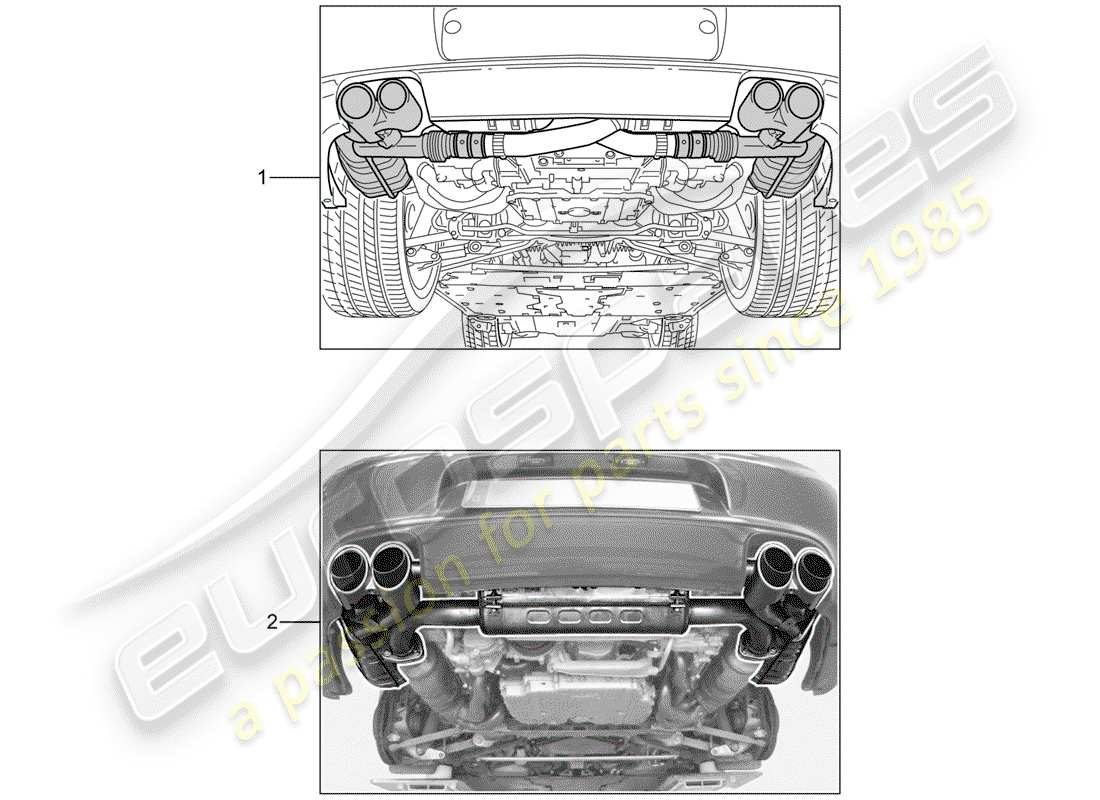 porsche 1987 (tequipment) auspuffanlage teilediagramm
