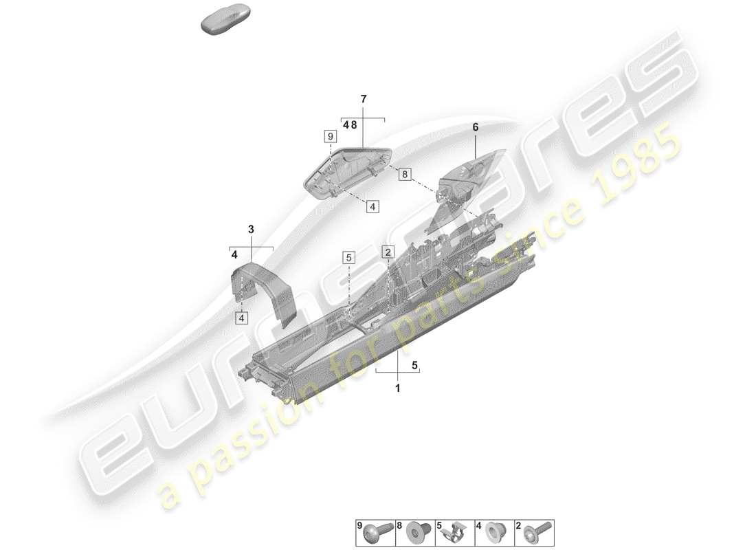 porsche 2019 (992-1) center console ersatzteildiagramm