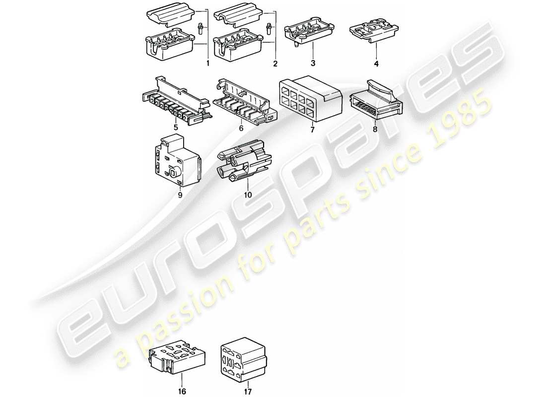 porsche 1986 (944) steckverbindergehäuse - 8-pole - 9-pole ersatzteildiagramm