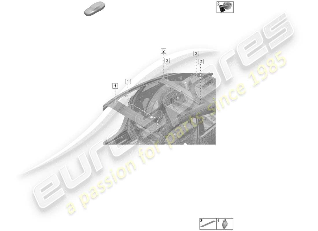 porsche 2019 (992-1) stopfen für karosserie ersatzteildiagramm