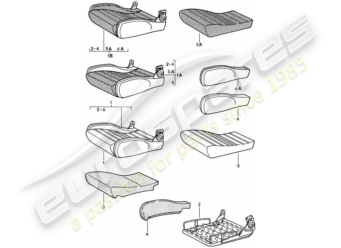 porsche 1985 (928) sportsitz - manuell verstellbar - kissen - einzelteile - d >> - mj 1984 ersatzteildiagramm