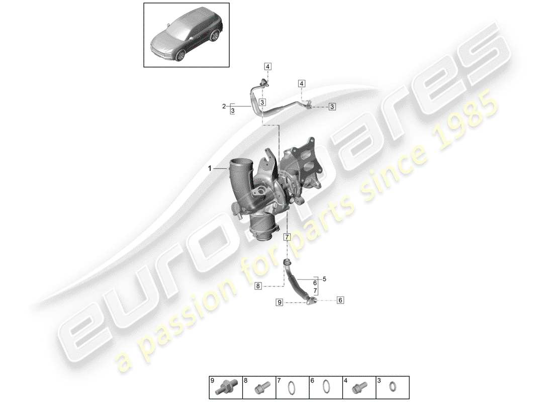 porsche 2018 (cayenne e3 9ya/9yb) öldruckleitung für ersatzteildiagramm