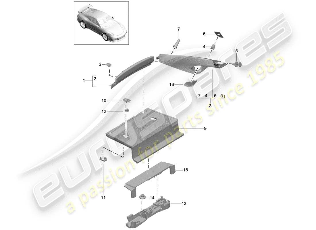 porsche 2020 (991-2 r/gt3/rs) trims-teilediagramm