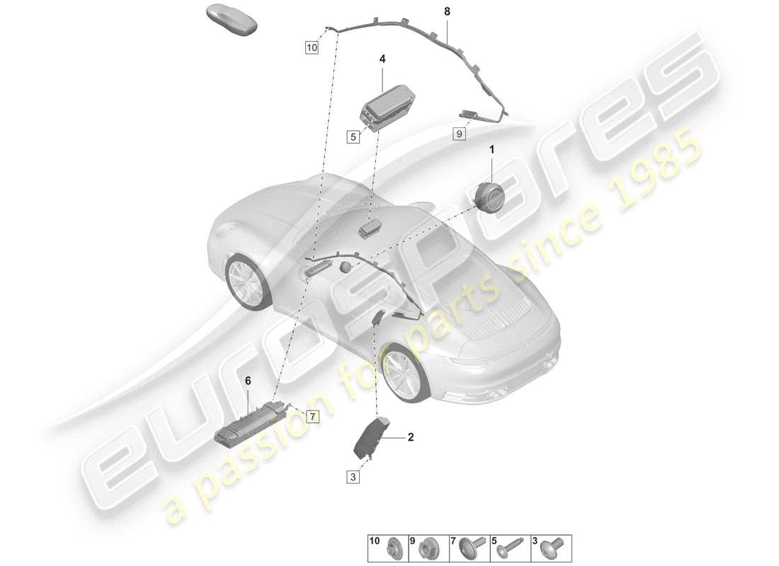 porsche 2019 (992-1) airbag-teilediagramm