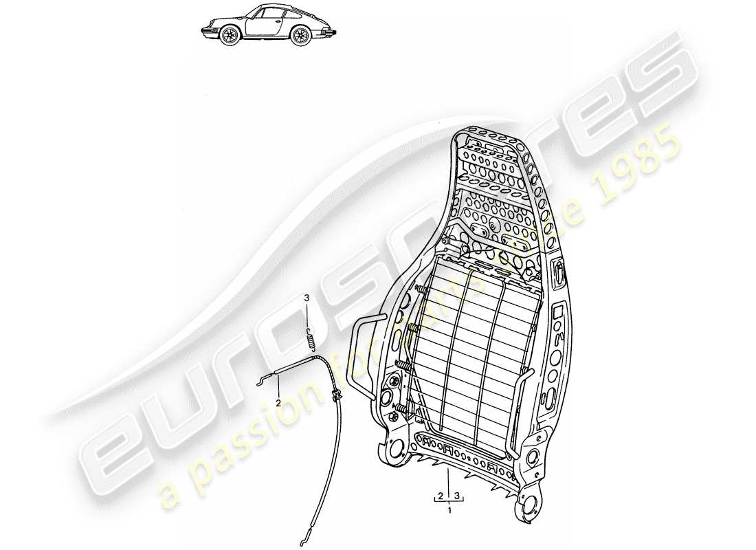 porsche 1987 (seats for 944/968/911/928) rückenlehnenrahmen - sportsitz - d - mj 1987>> - mj 1989 ersatzteildiagramm