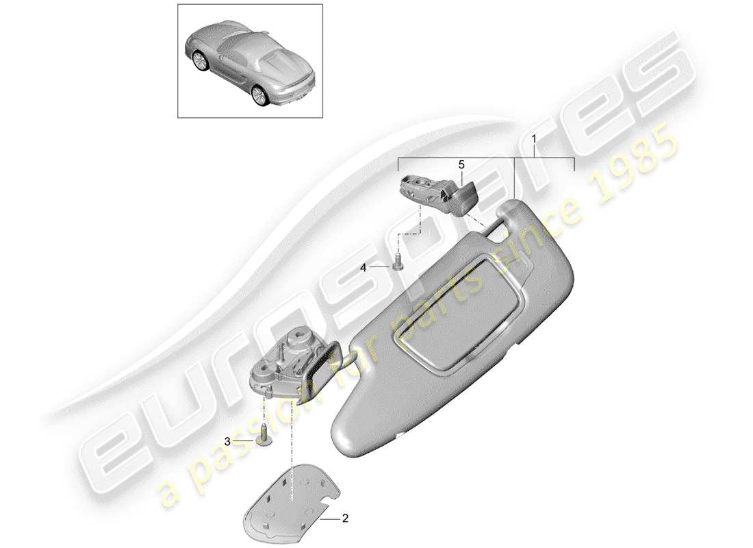 porsche 2016 (981 boxster spyder) sonnenblenden ersatzteildiagramm
