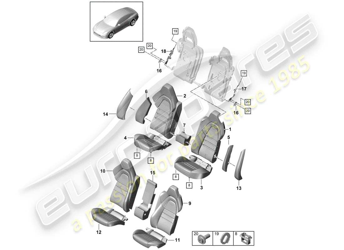 porsche 2018 (panamera 971-1) seat-ersatzteildiagramm