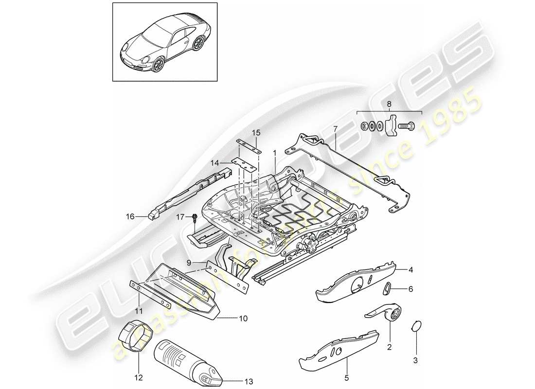 porsche 2012 (997-2) sitzrahmen teilediagramm