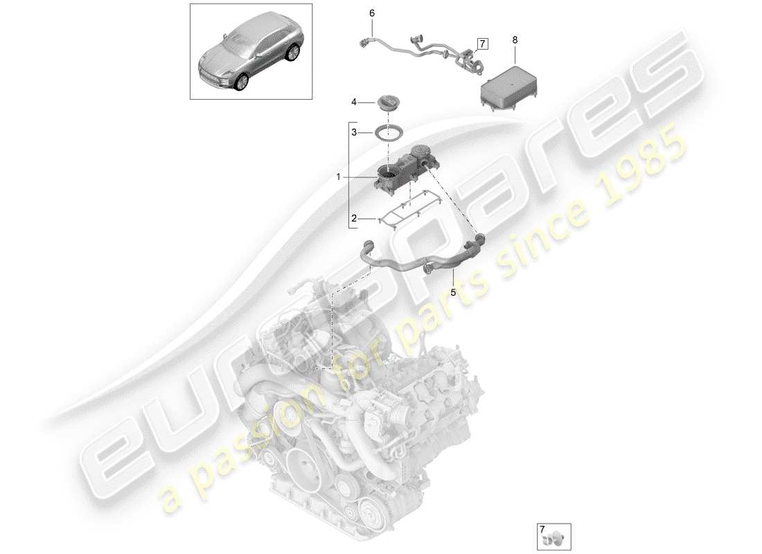 porsche 2019 (macan) belüftung für zylinderblock ersatzteildiagramm