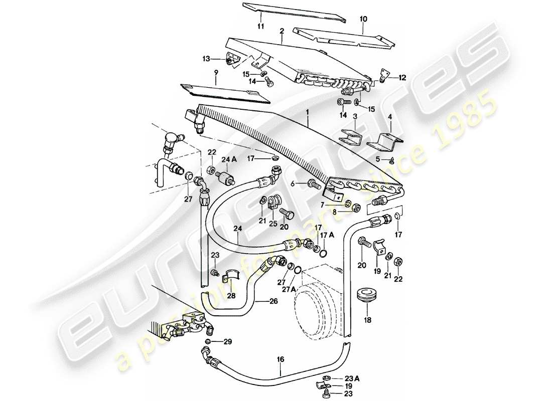 porsche 1982 (911) kondensator - kältemittelleitung - zubehör und sonstiges ersatzteildiagramm