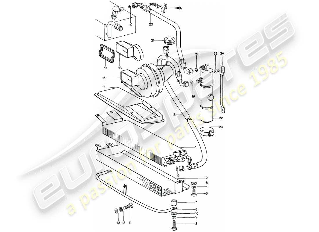 porsche 911 (1983) kondensator - kältemittelleitung - zubehör und sonstiges ersatzteildiagramm
