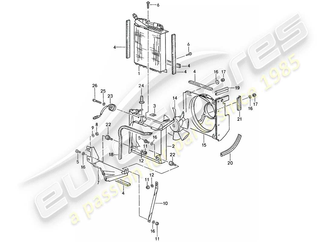porsche 1994 (993) kondensator - lüfter teilediagramm