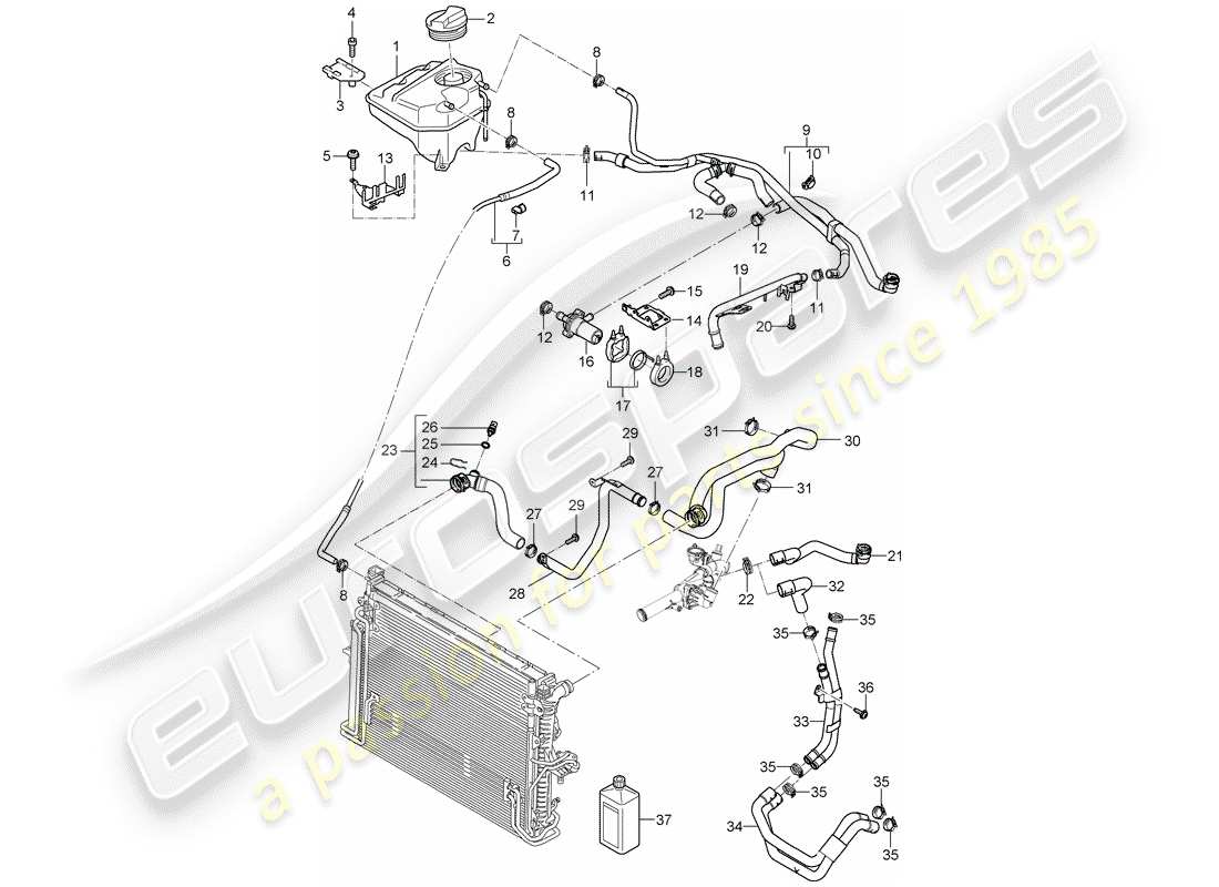 porsche 2010 (cayenne e1 9pa) wasserkühlen teilediagramm