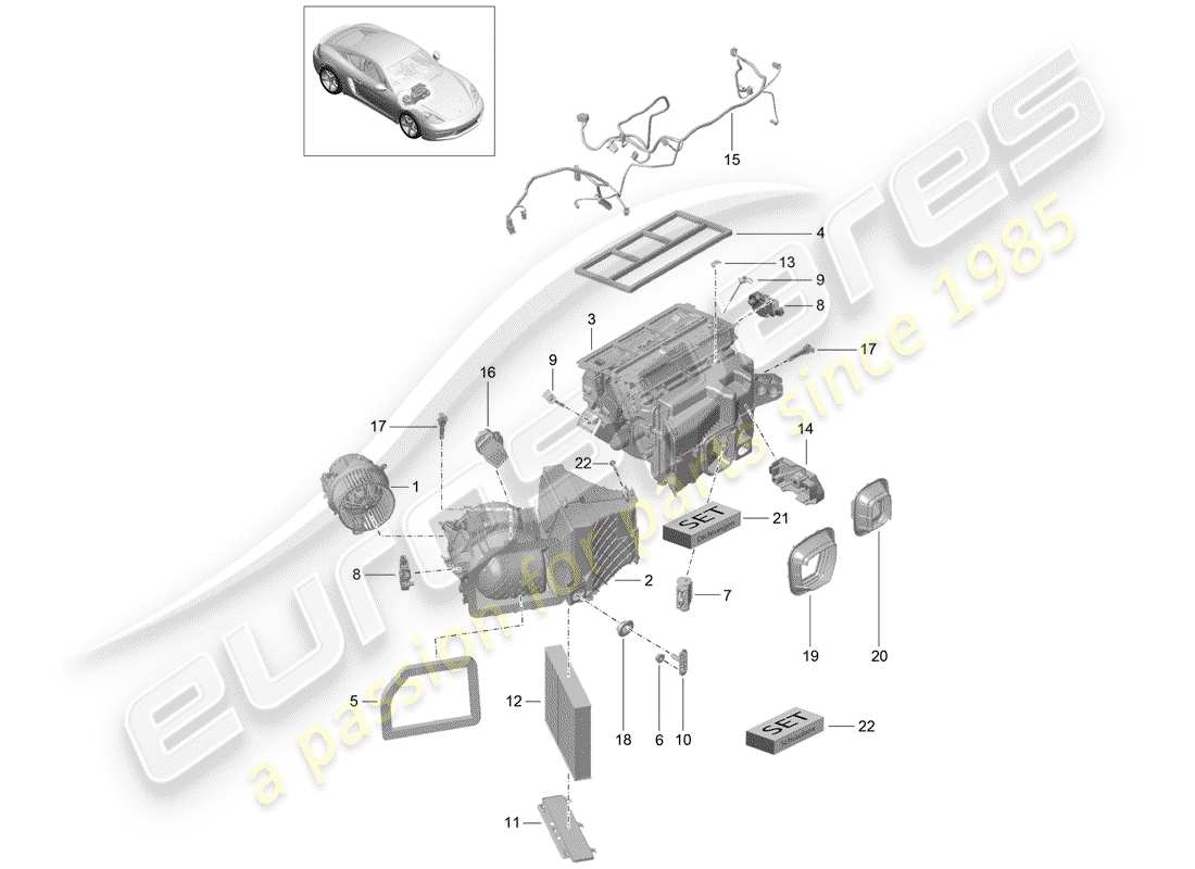 porsche 2019 (718 cayman) klimaanlage teilediagramm