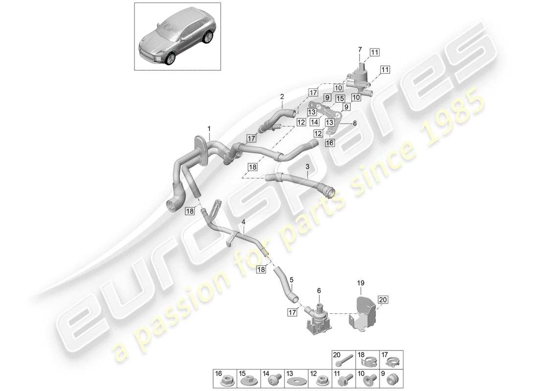porsche 2020 (macan) heizung teilediagramm