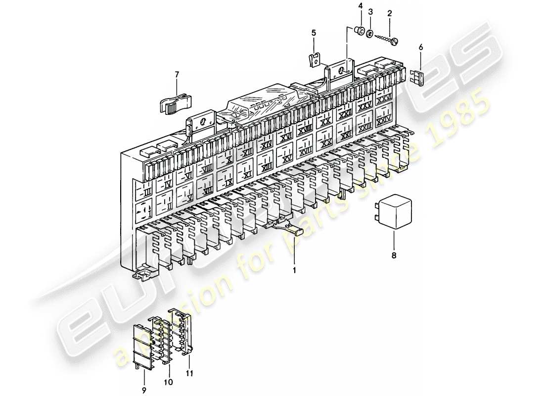 porsche 1984 (928) sicherungskasten/relaisplatte - relais - sicherung - f >> 92-fs848 408 - f >> 92-fs849 589 - siehe technische informationen - d - mj 1985>> teilediagramm
