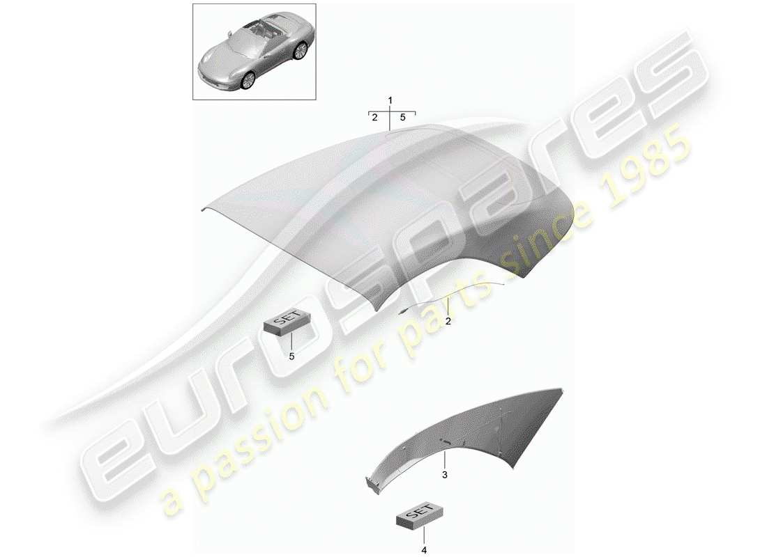 porsche 2015 (991-1) cabrio-verdeckabdeckung ersatzteildiagramm