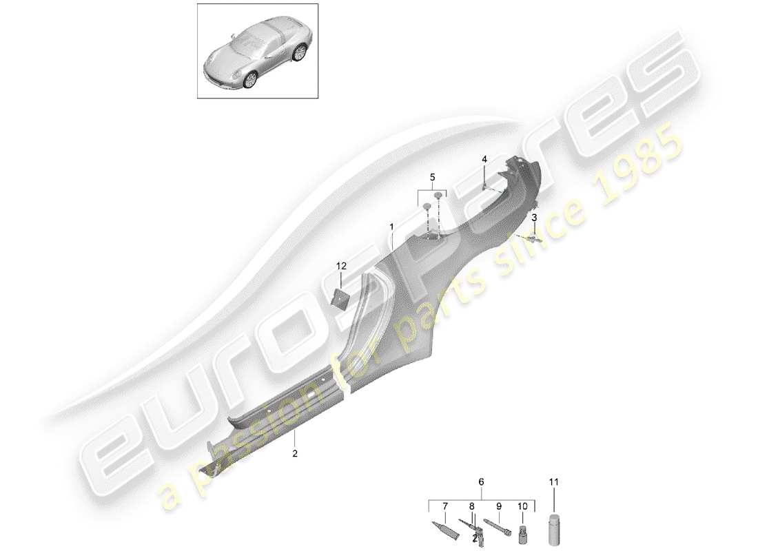 porsche 2020 (991-2) seitenwand teilediagramm
