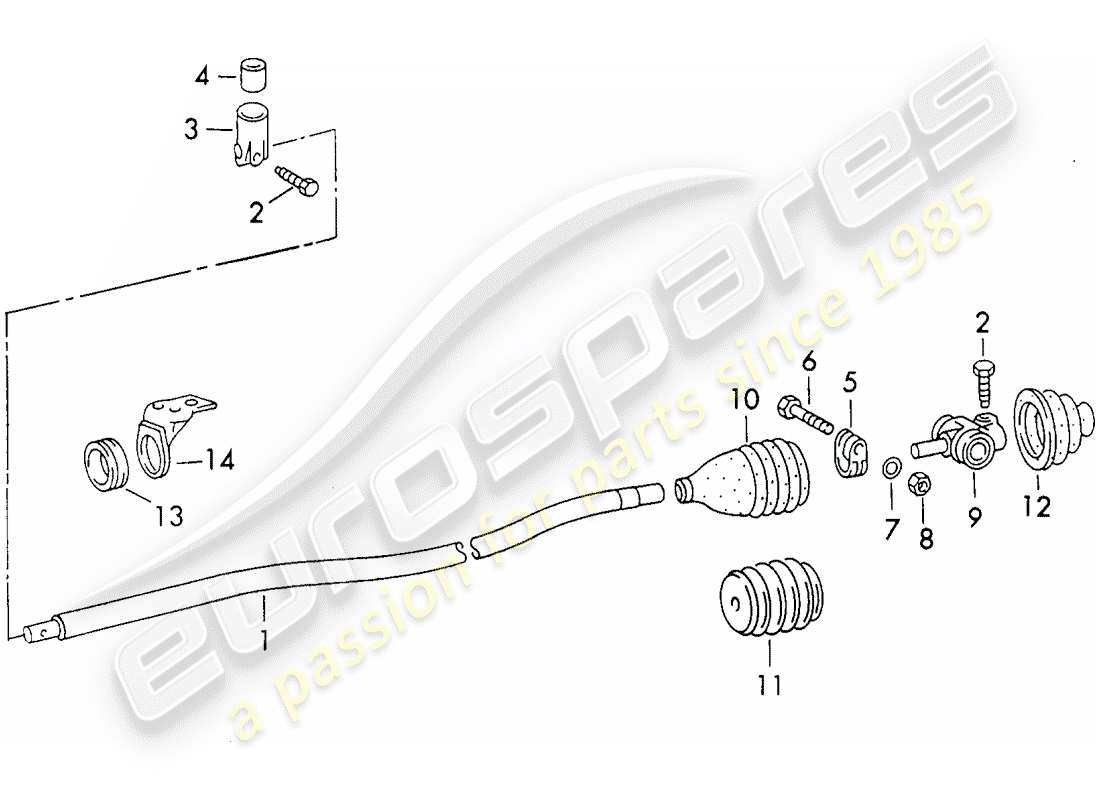 porsche 1973 (911) schaltwellen- und schaltstangenkupplung ersatzteildiagramm