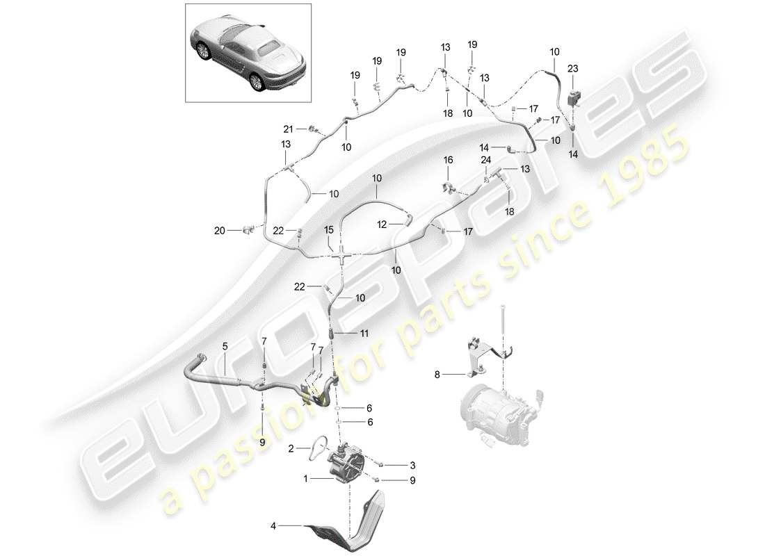 porsche 2018 (718 boxster) vakuumsystem teilediagramm