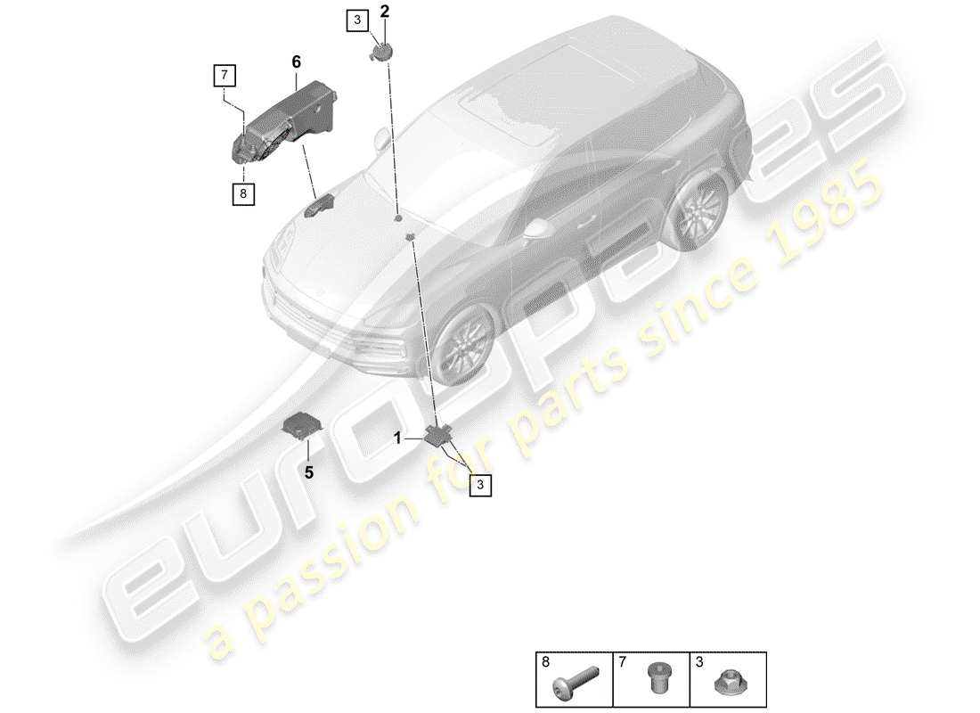 porsche 2019 (cayenne e3 9ya/9yb) elektronisches steuermodul teilediagramm