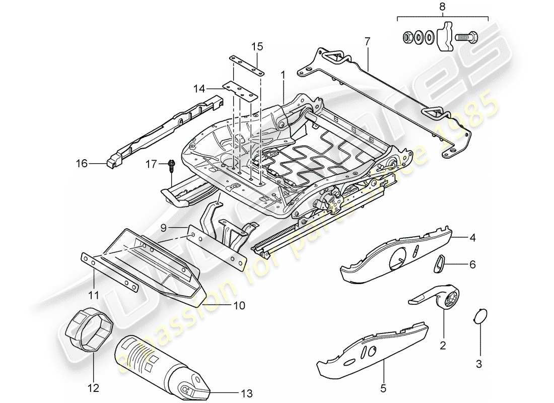 porsche 2006 (997-1) sitzrahmen teilediagramm