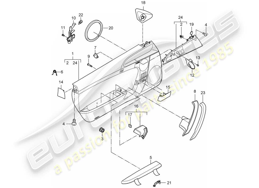 porsche 2007 (997-1 gt3) türplatte teilediagramm