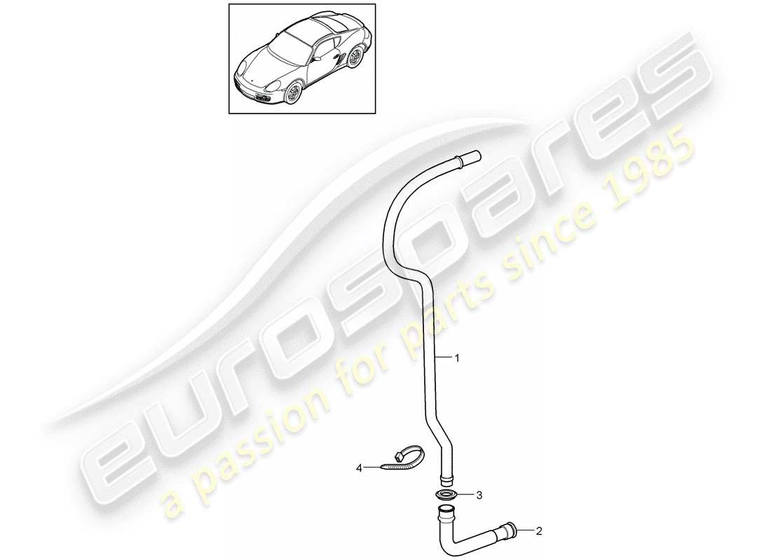 porsche 2009 (987 cayman) wasserablaufrohr ersatzteildiagramm