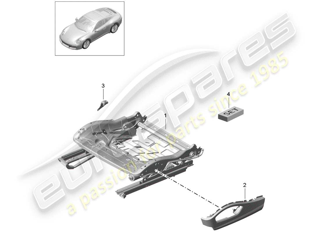 porsche 2020 (991-2) sitzrahmen teilediagramm